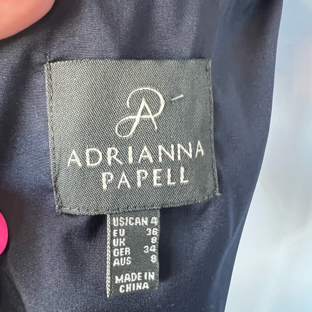 π π NWT ADRIANNA PAPELL Navy & White Polka Dot Fit & Flare Dress | Size 4 - Picture 10 of 12